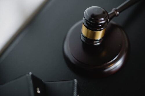 gavel on black table
